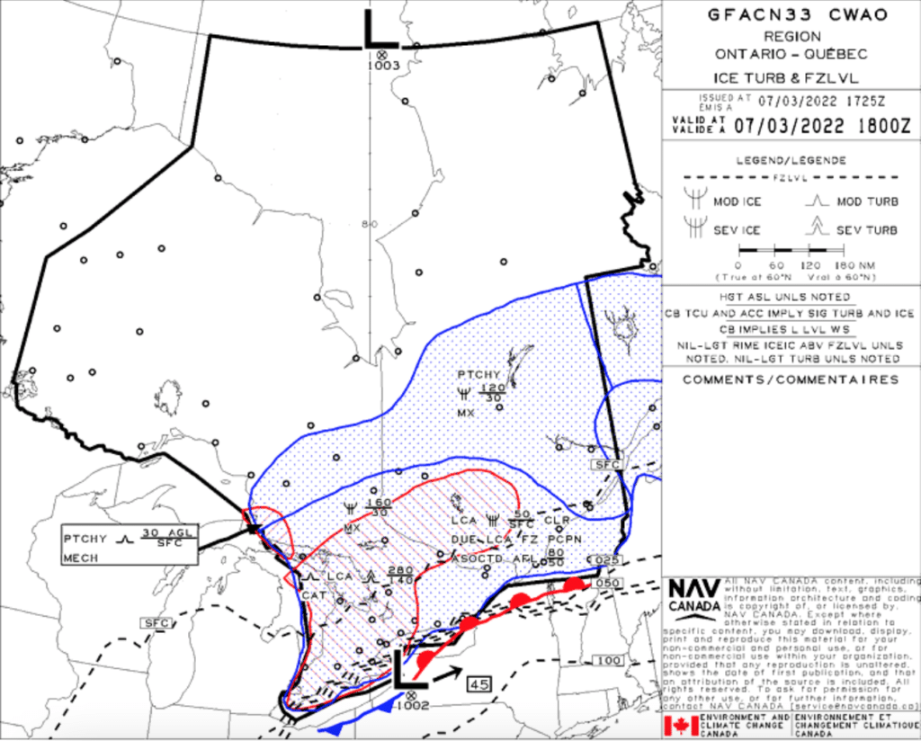 icing, turbulence and freezing level GFA