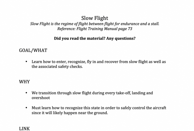 Lesson Plan PGI Slow Flight