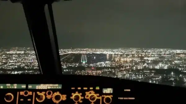 aircraft landing on runway at night rating