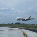 Emirates Airbus A380 Landing on Runway 23 in Toronto YYZ